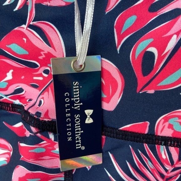 Simply Southern Yoga Legging Paradise Navy Palm Size Small NWT New With Tags - Picture 5 of 11